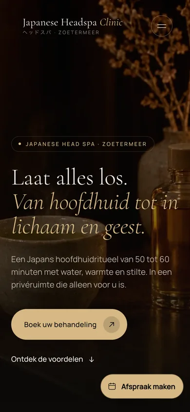 Website van Japanese Headspa Clinic